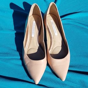 DVF Pink & Metallic Pointed Toe Kitten Heel Shoes
